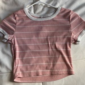 Pink Striped Skin-Tight Crop Top